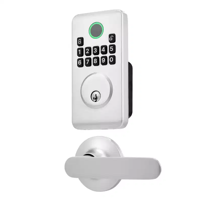 VEVOR Keyless Entry Door Lock with Handle Set,Electronic Keypad Deadbolt with Lever Handles,Pioneering Easy-Grip Design,Customizable User Codes,Silver