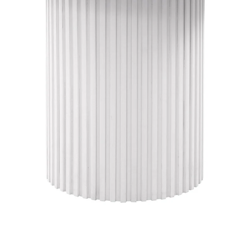 Cade Round Dining Table with Reeded Base, White Sintered Stone 53 Inch