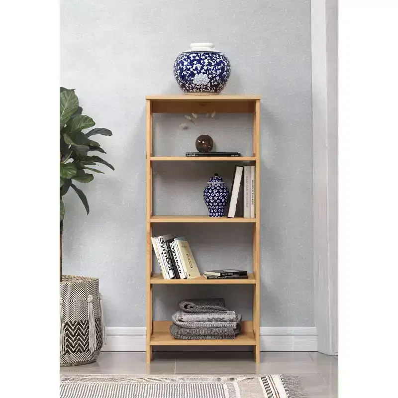 4-Shelf Solid Pine Bookcase | Display Storage for Living Room & Office