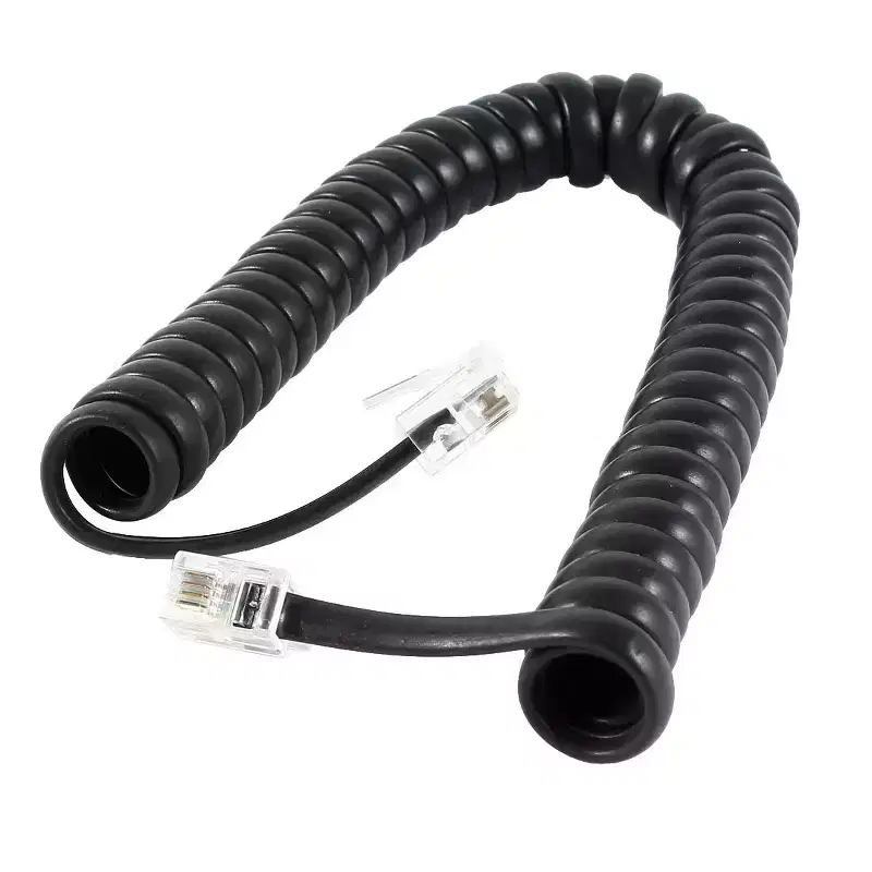 Unique Bargains Plastic Durable Reliable High Elasticity Telephone Cable 79 Length Uncoiled Black 1 Pc