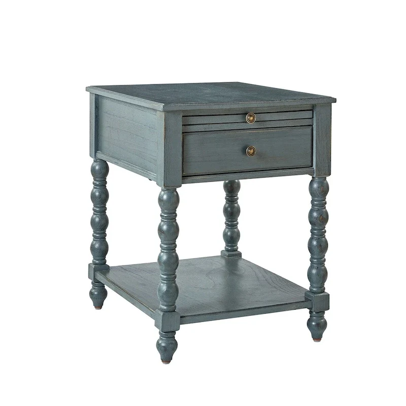 Eric Traditional 26 Tall Solid Wood End Table with USB by HULALA HOME