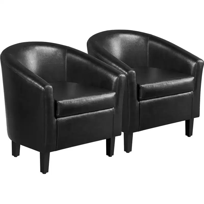 Yaheetech Set of 2 Faux Leather Club Chair, Contemporary Style for Living Room, Bedroom, Reception Room