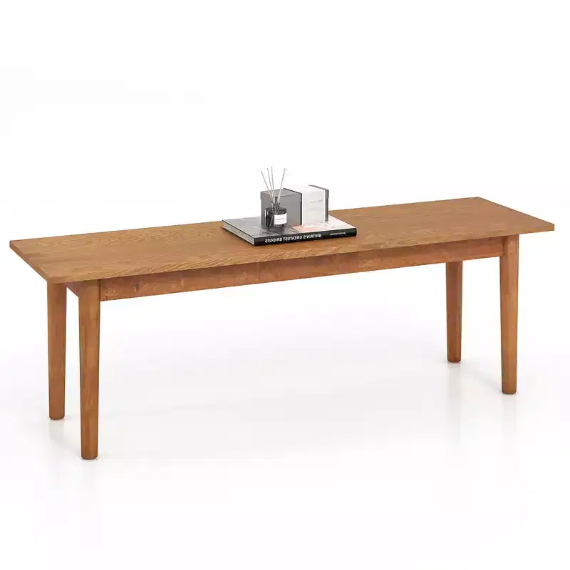 Costway Solid Wood Dining Bench Entryway Bench w/ Rubber Wood Legs for Bedroom Oak