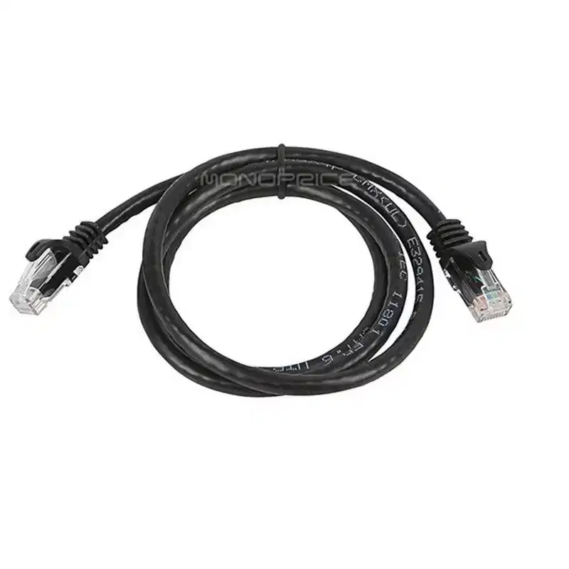 Monoprice Cat6 Ethernet Patch Cable - 3 Feet - Black | Network Internet Cord - RJ45, Stranded, 550Mhz, UTP, Pure Bare Copper Wire, 24AWG - Flexboot