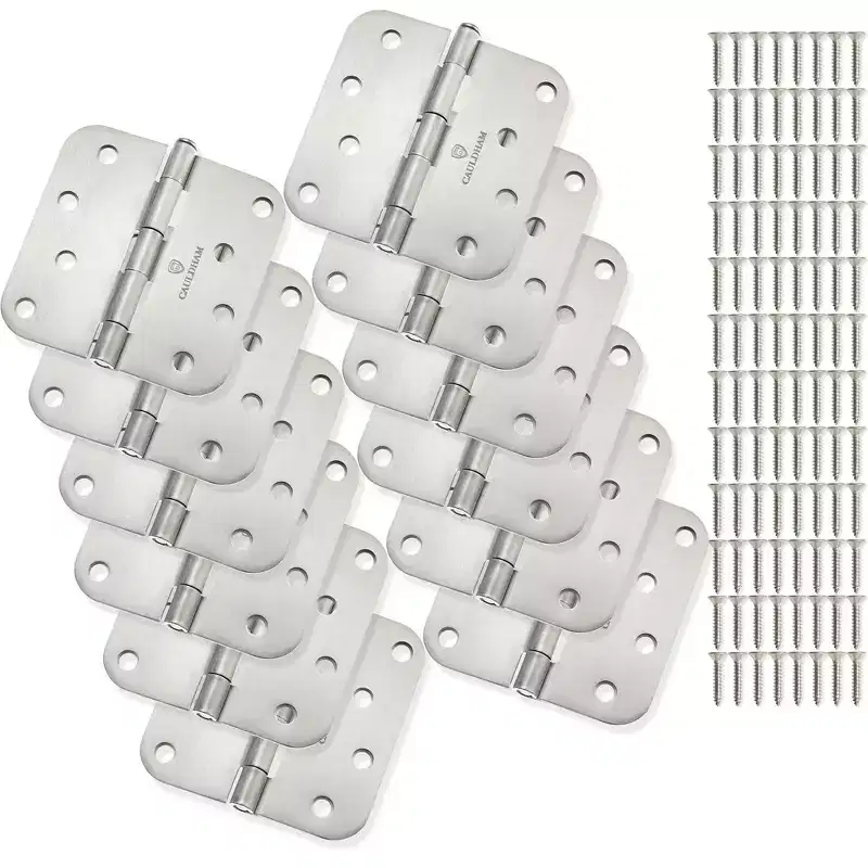 Cauldham Heavy-Duty 4 Interior Door Hinges with 5/8 Radius Corners - Satin Nickel