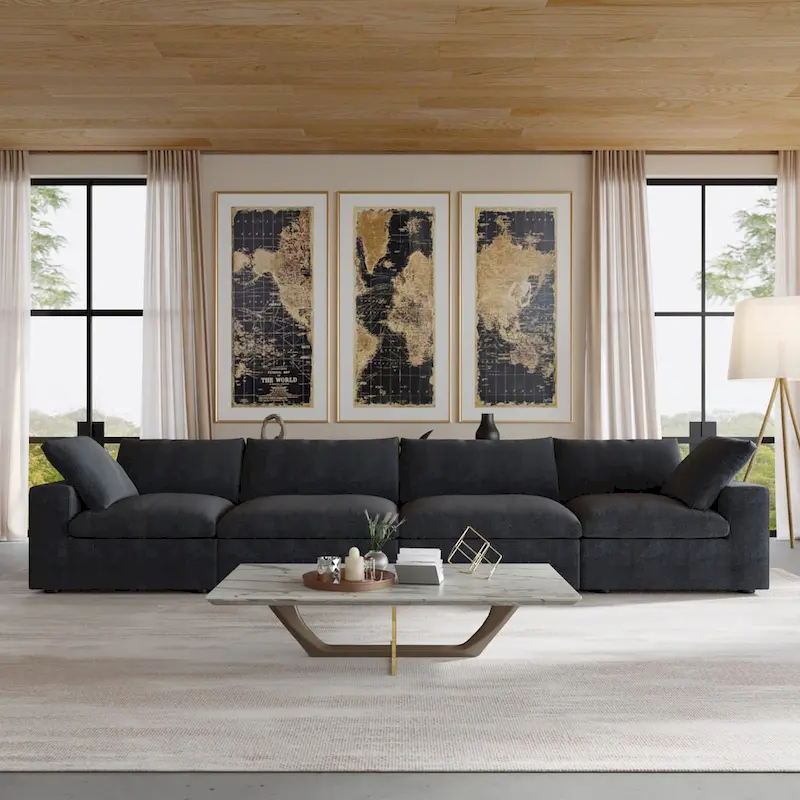 4-Seater Modular Sectional Couches for Living Room, Modern Modular Convertible Sofa Couch