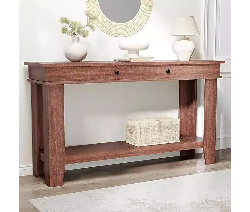 54-Inch Console Table with 2 Drawers and Open Storage Shelf