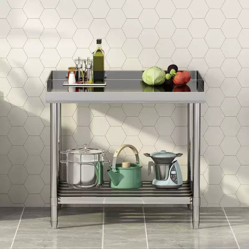 36 NSF Stainless Steel Prep Table with Backsplash, Adjustable Commercial Workstation for Restaurants & Home Kitchens