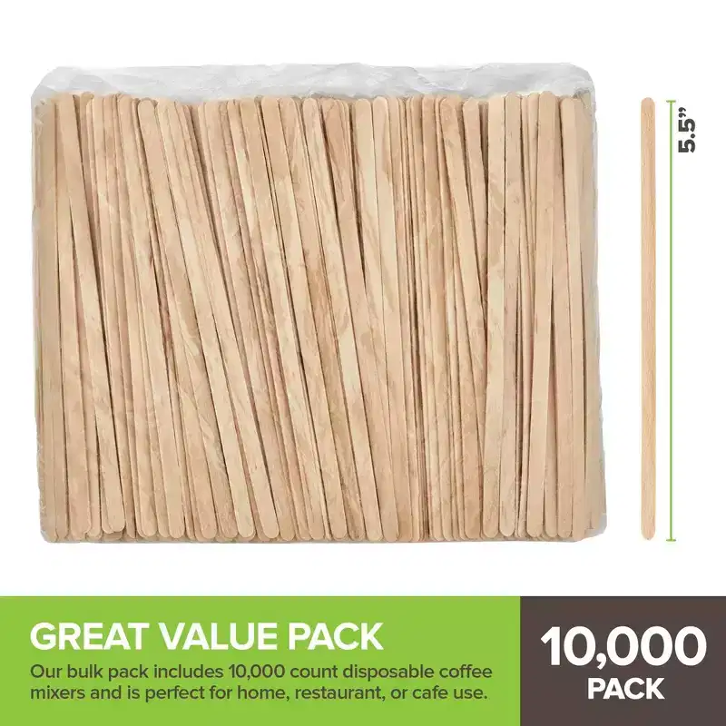Wooden Coffee Stir Sticks 10000 Count 7.5 Inch Disposable Wood Stirrers for Coffee Tea Hot Drinks Bulk No Plastic