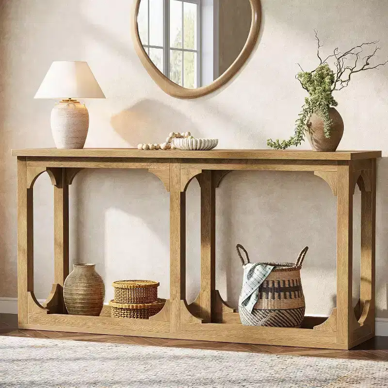 Lantine Console Table with Storage, 63-Inch Farmhouse Entryway Sofa Table Behind Couch for Living Room Hallway, Foyer