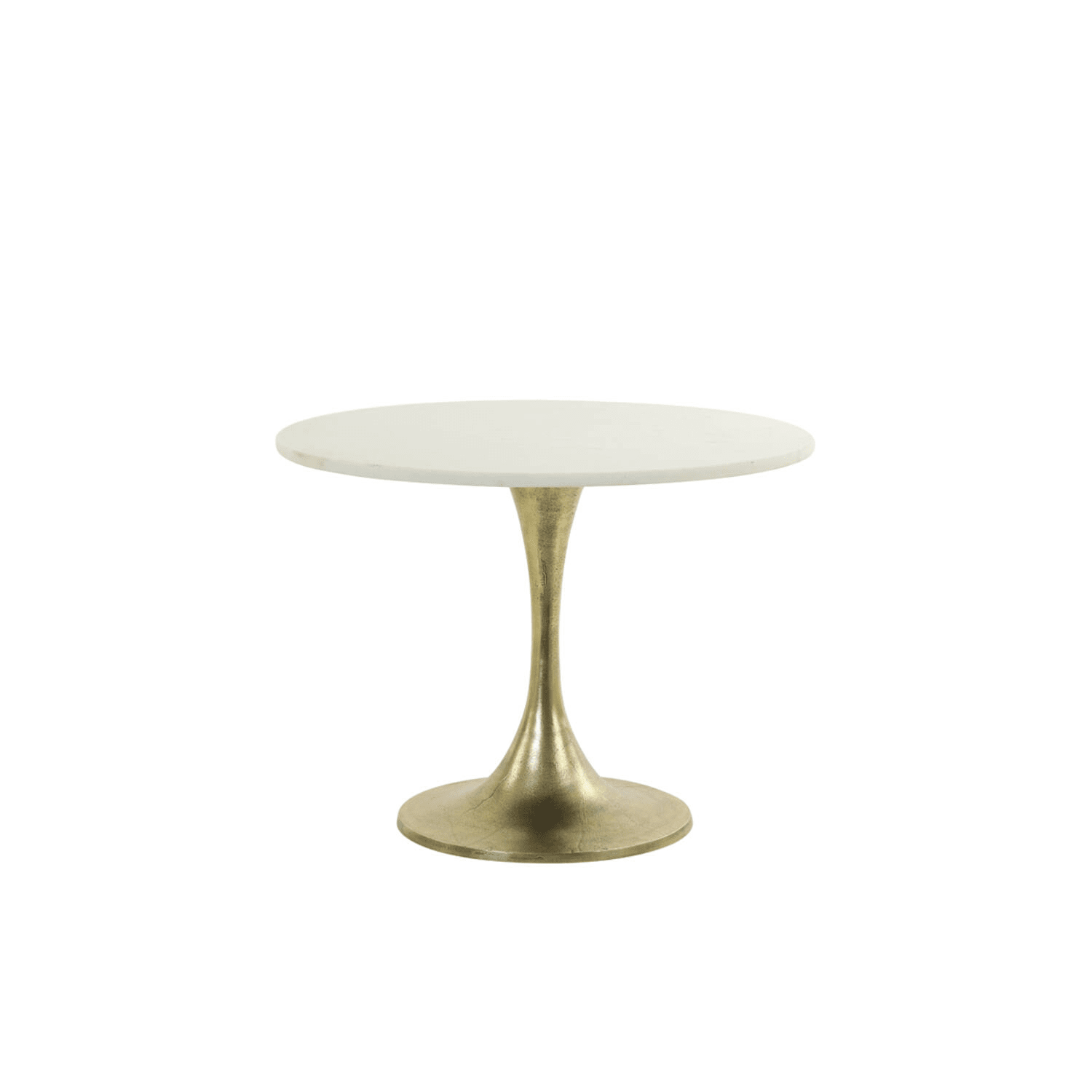 Gold Side Table with White Marble Top