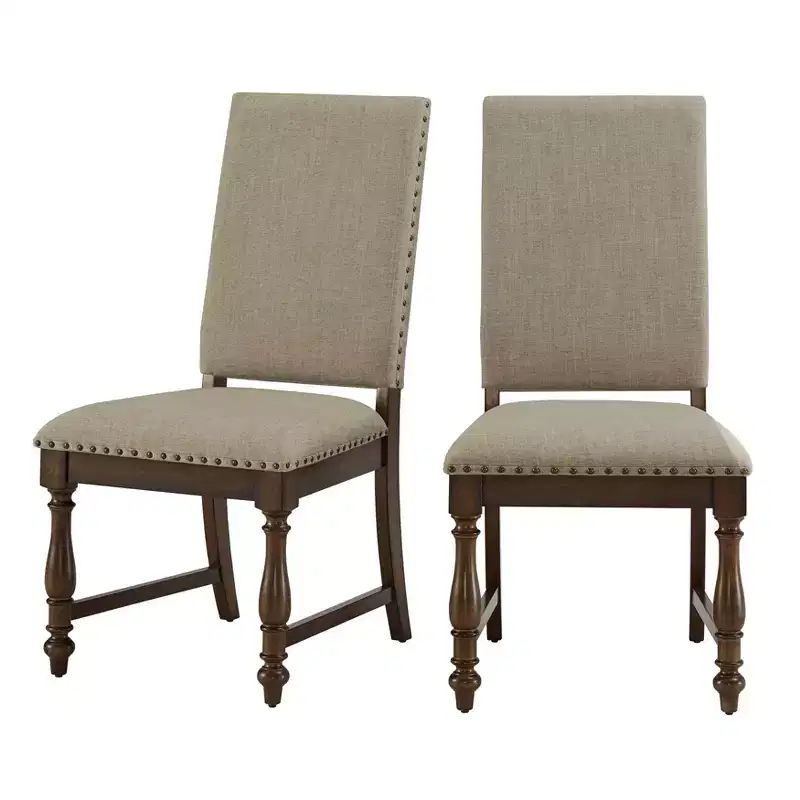Beige Upholstered Dining Chair, Traditional Style, Set of 2