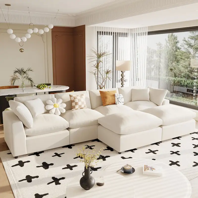 U_STYLE Modern Large U-Shape Sectional Sofa, 2 Large Chaise with Removable Ottomans for Living Room