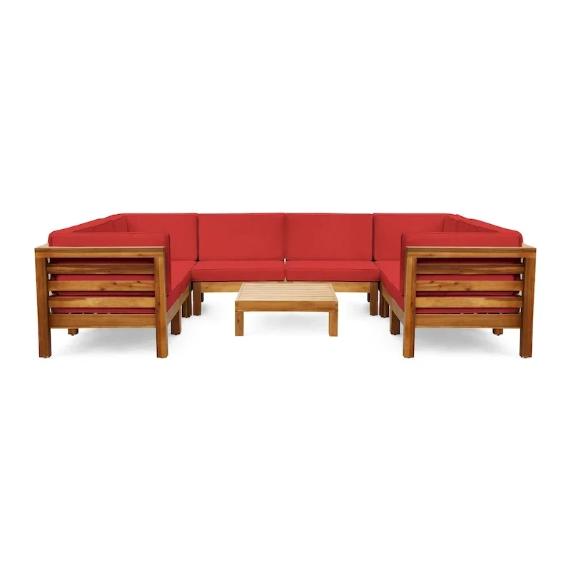 Oana Outdoor 9-piece Acacia Wood U-shaped Sectional Set by Christopher Knight Home