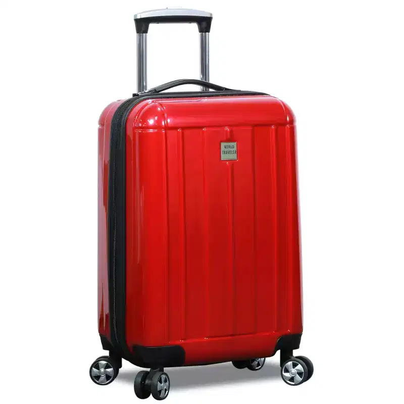 World Traveler VentureX Airline Approved 20-Inch Carry-On Luggage  Lightweight Hardside Polycarbonate Suitcase with Spinner Wheels - Contour Red