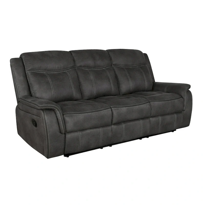 85 Inch Motion Manual Recliner Sofa, Gel Memory Foam Black Faux Leather