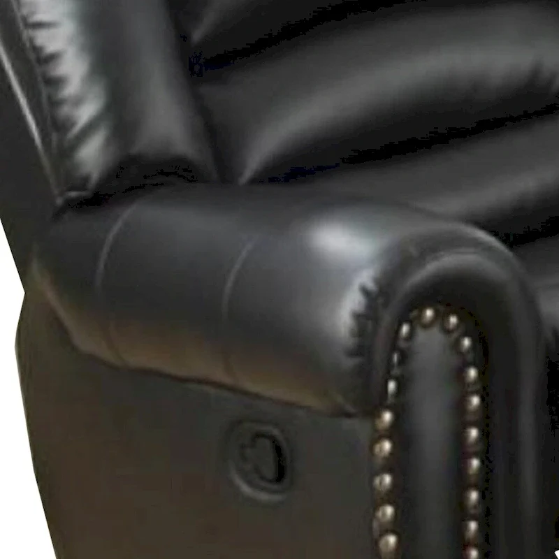 Black Bonded Leather Glider Recliner Chair with Nailhead Trim
