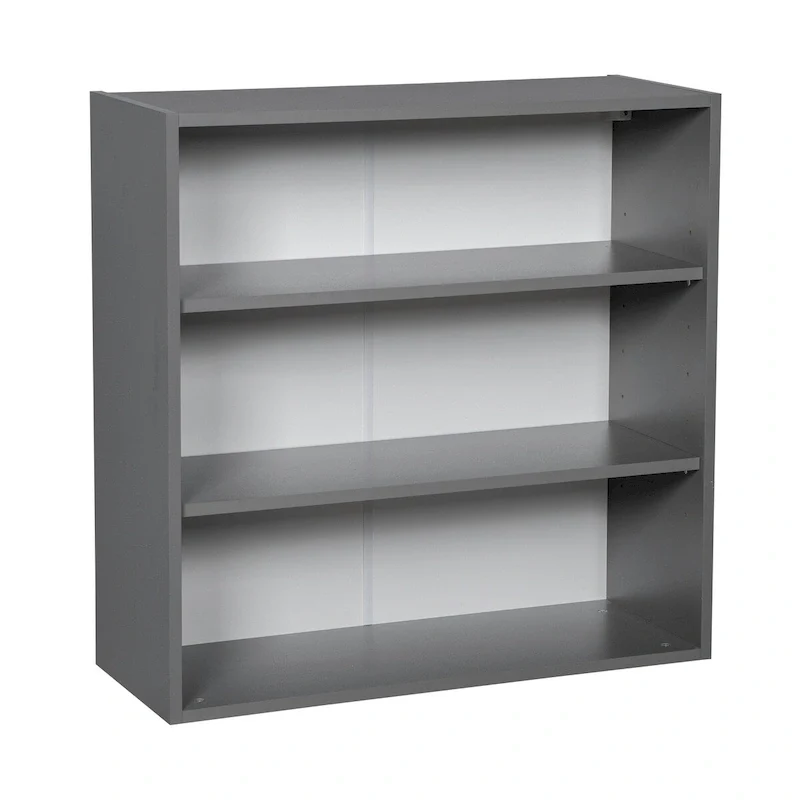 Open 3-Shelf Wall Cabinet with Adjustable Shelves, Grey