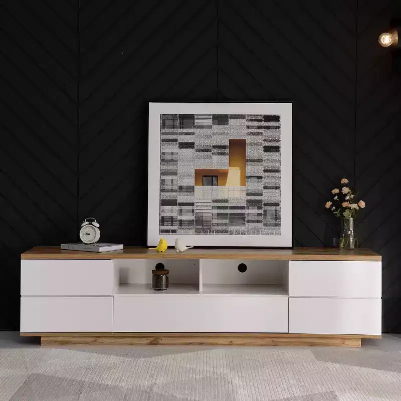 Modern TV Stand for TVs up to 80, Media Console with Multifunctional Storage, Entertainment Center with Door Rebound Device for Living Room