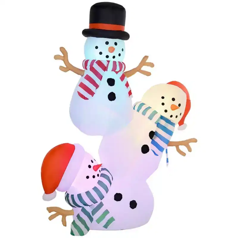 NAYSAYE 8FT Three Stacked Snowmen Inflatable Christmas Decoration Festive Holiday Yard Display for Home Garden, Multicolor, 70.9*31.5*98.4
