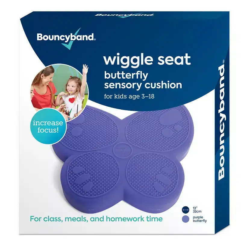 Bouncyband Wiggle Seat Sensory Cushion, Purple Butterfly
