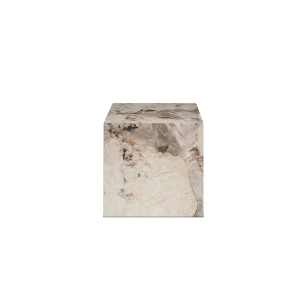 Taupe & White Marble Side Table