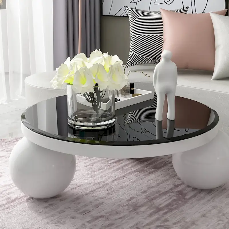 Round Tempered Glass Table Top with Beveled Polished Edge