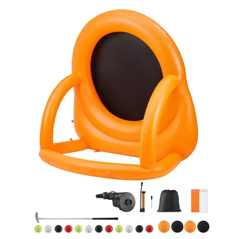 VEVOR Inflatable Soccer Dart Board, over 6 ft High Giant Soccer Dart Board with 4 Kick Balls, 12 Tennis and Air Pump, 3-Min Setup, Orange