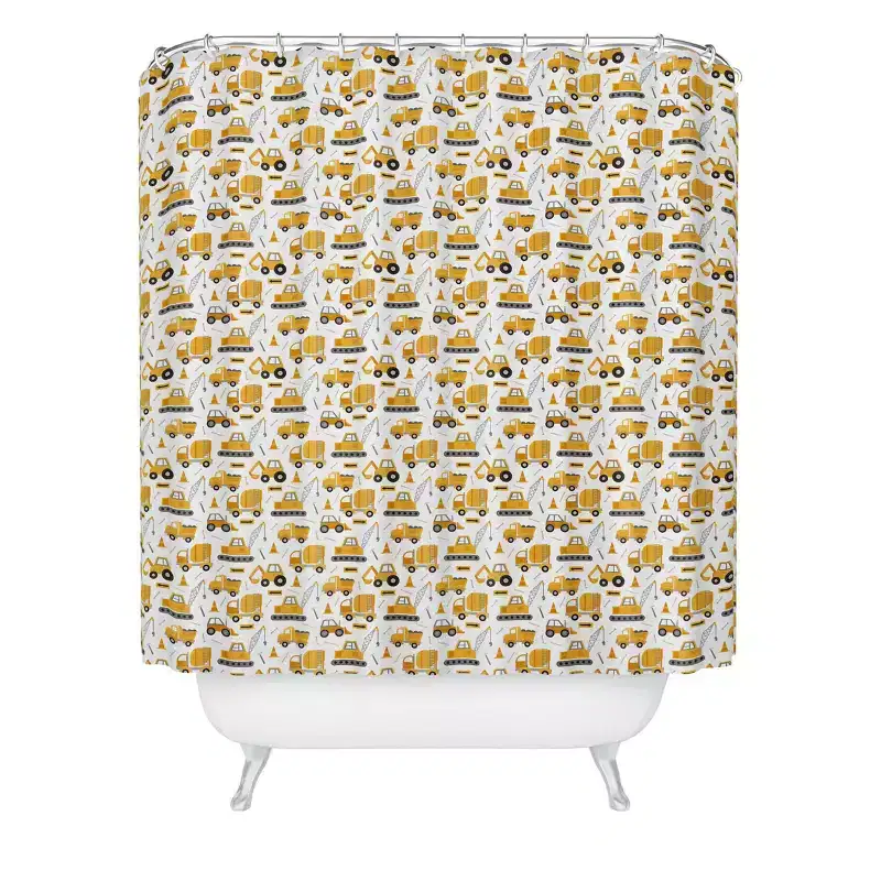 Deny Designs Kids' Lathe and Quill Construction Trucks Shower Curtain