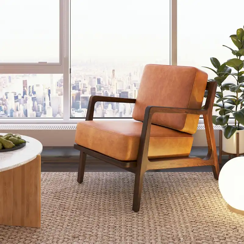 Poly & Bark Verity Leather Lounge Chair - Full Grain Genuine Italian Leather
