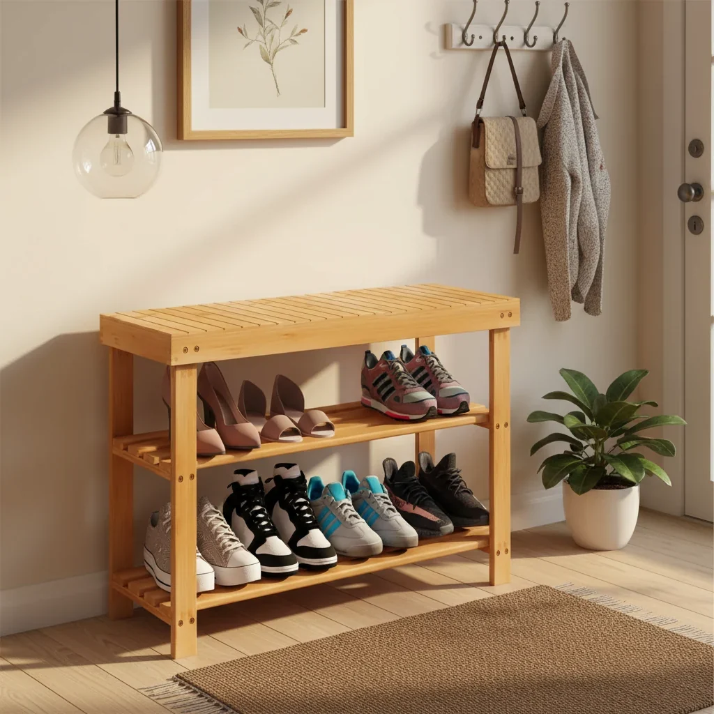Bamboo Shoe Rack Bench