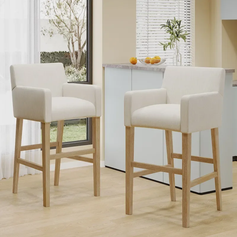 Armga Fabric and Rubberwood 30.5 inch Barstools (Set of 2) by Christopher Knight Home