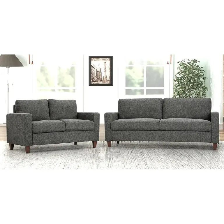 US Pride Furniture Miles 2 Piece Sofa and Loveseat Sets with Reversible Back Pillows Mid Century Modern Sofa