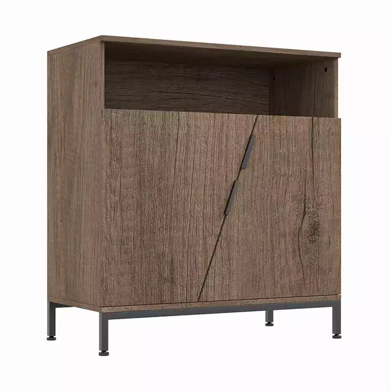 Sideboard Cabinet, Morden Wood Sideboard Buffet, Storage Cabinet with Oblique Door and Adjustable Shelves Brown