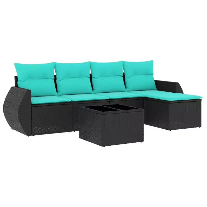 vidaXL Patio Sofa Set with Cushions Outdoor Conversation Furniture Poly Rattan