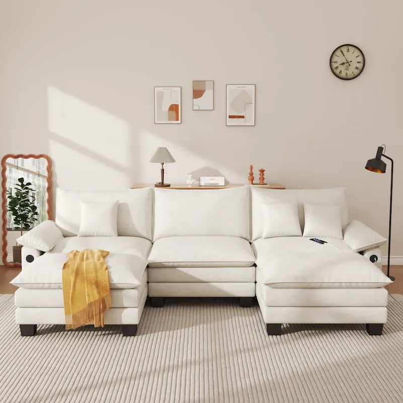 Oversized Sectional Sofa Couch Modular Sectional Sofa with Reversible Ottomans