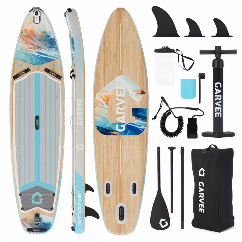 Blue PVC Inflatable Paddle Board with Water Bag, High End Model for Stability and Performance