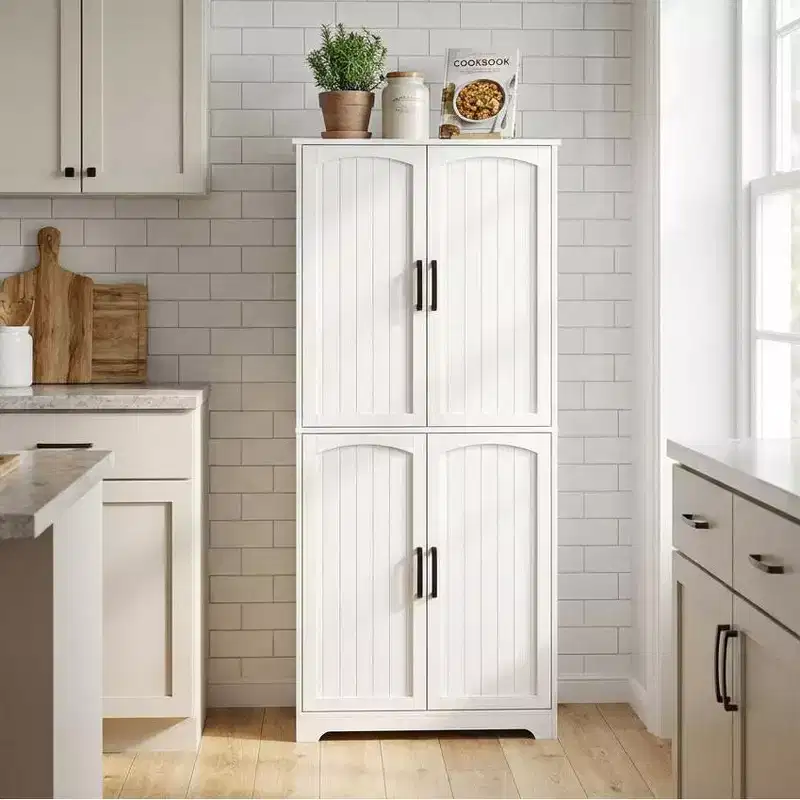 Farmhouse Kitchen Pantry Cabinet, 68 Tall Wood Pantry Storage Cabinet with Doors, Freestanding Cupboard for Dining Room Living Room Furniture