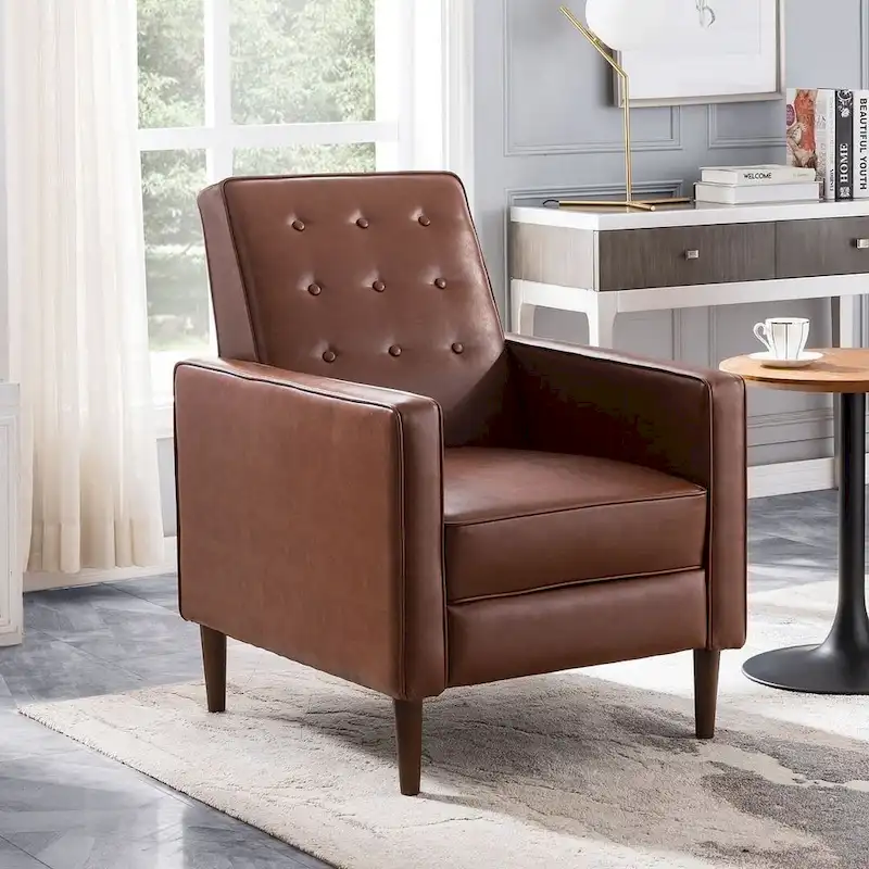 Mid-Century Modern Fabric Recliner Chair with Birch Legs