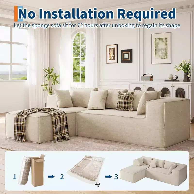 Modular Sectional Couches for Living Room, Cloud Sectional Couch with Deep Seat, 106.7 Modular L-Shape Sofa with Chaise, Upholstered Couches