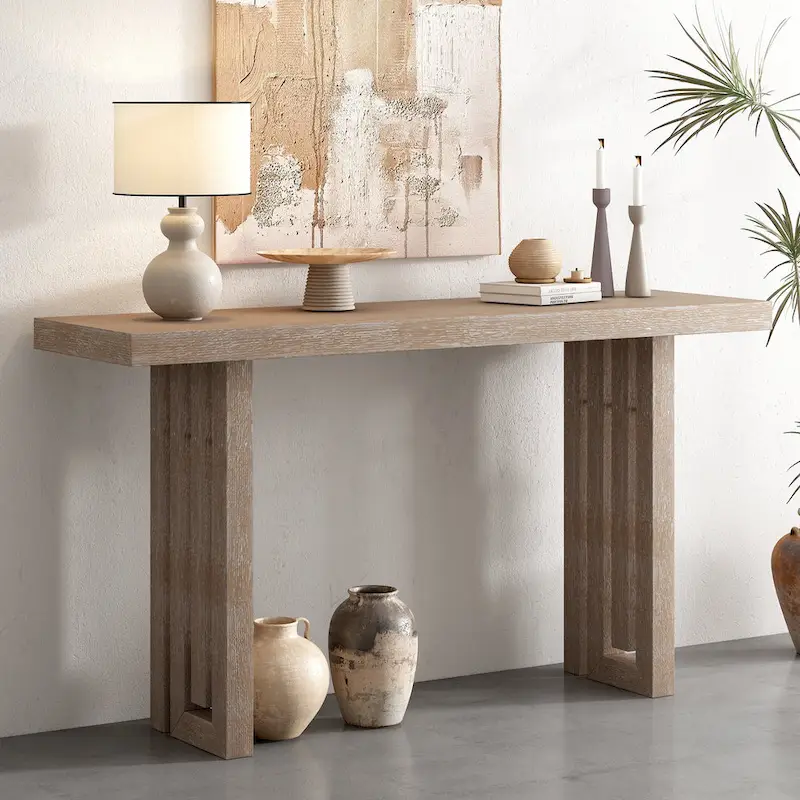 Modern Console Table with Distinctive Side Shapes for Entryway, Living Room