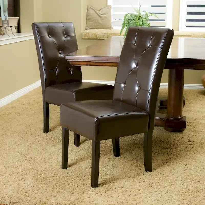 Taylor Brown Bonded Leather Dining Chair (Set of 2) by