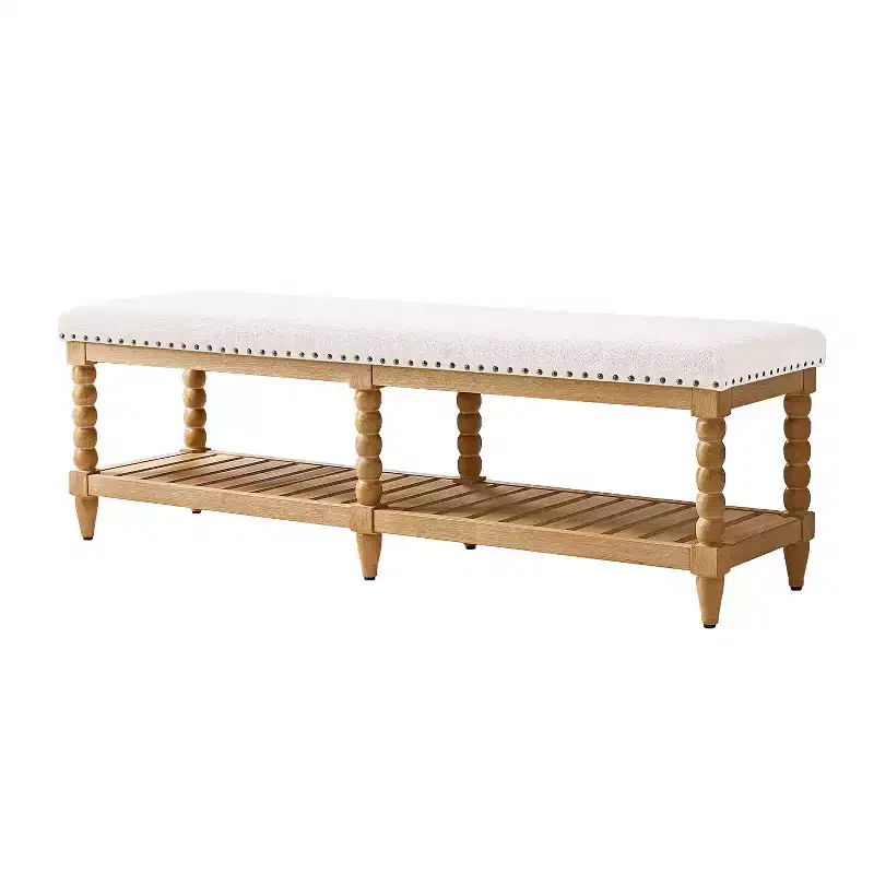 Delfina Farmhouse Bench with Solid Wood Legs|HULALA HOME-STRIP