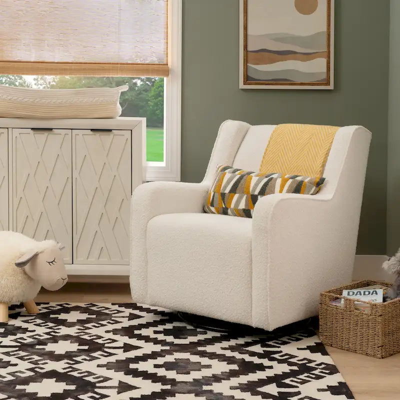 Dolly White Sherpa or Brown Velvet Swivel Rocker Accent Chair