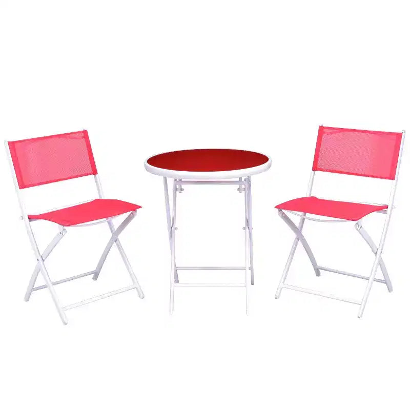 Costway 3 PCS Folding Bistro Table Chairs Set Garden Backyard Patio Furniture Red