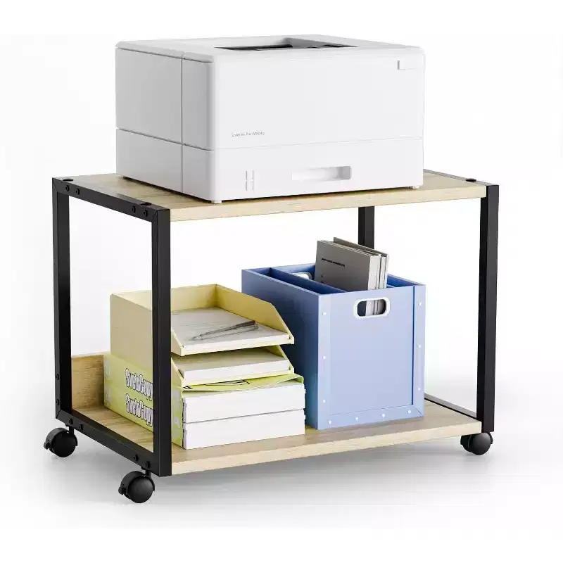 2 Tier Rolling Printer Stand with Storage