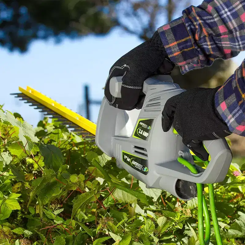 Earthwise 17 Inch Corded Electric Plug-In Hedge Trimmer with 2.8 Amp Motor and Cord Retention Design for Patio, Lawn, and Garden, Gray