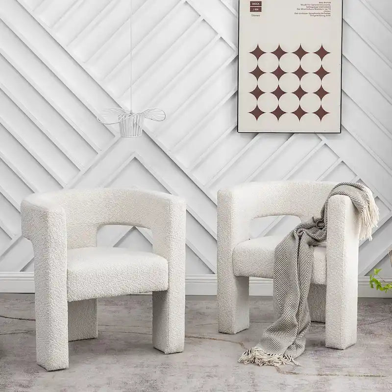 KINWELL 28 Wide Boucle Upholstered Square Armchair (Set of 2)