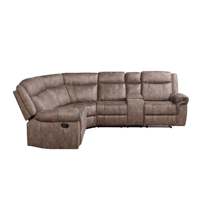 Chocolate Velvet Reversible L-Shaped Sectional Sofa, 6-Seat