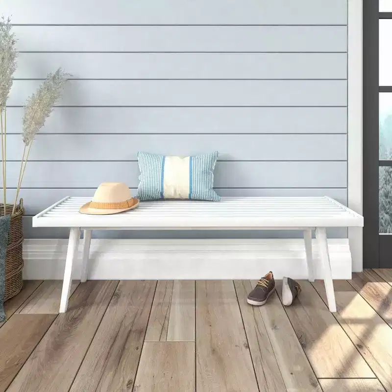 Plank+Beam Entryway Bench, Solid Wood End of Bed Bench for Bedroom, Hallway, Porch, 56.25